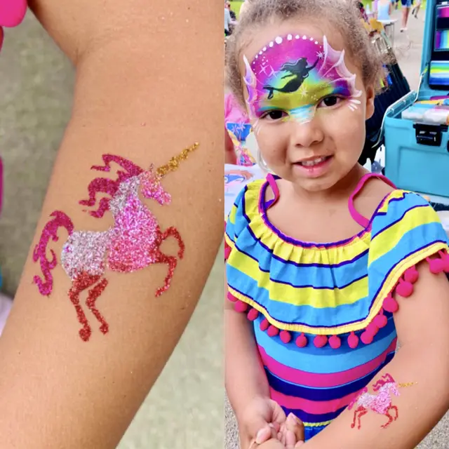 Glitter tattoos — portfolio example by Mika Face Painting