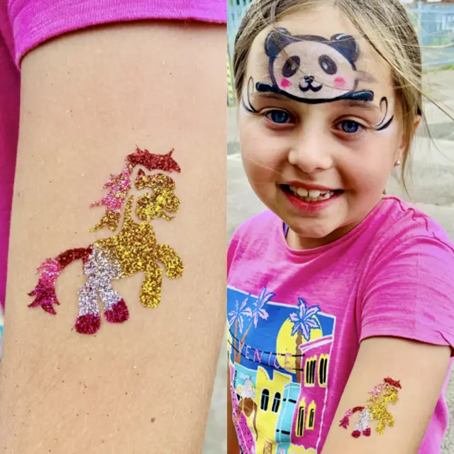Glitter tattoos — portfolio example by Mika Face Painting