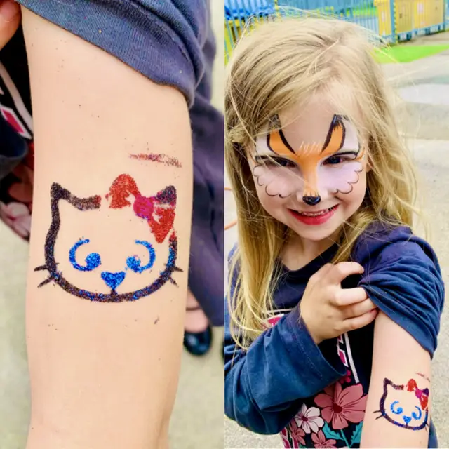 Glitter tattoos — portfolio example by Mika Face Painting
