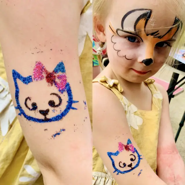 Glitter tattoos — portfolio example by Mika Face Painting