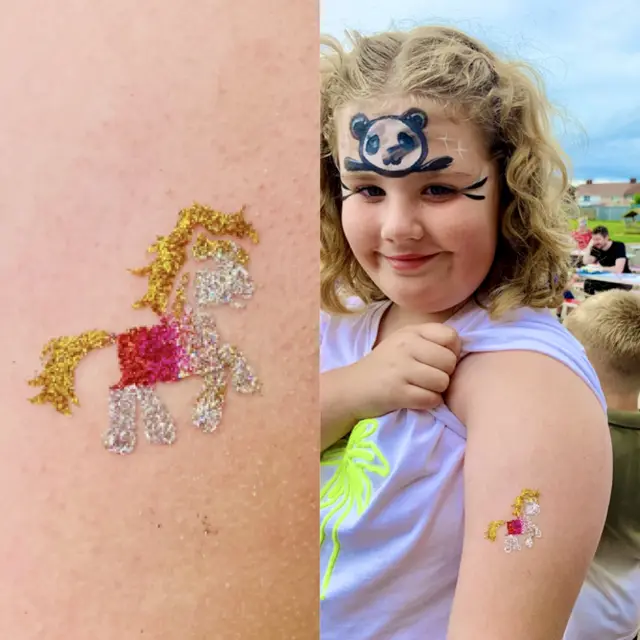 Glitter tattoos — portfolio example by Mika Face Painting