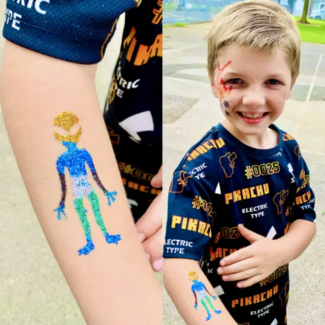 Glitter tattoos — portfolio example by Mika Face Painting