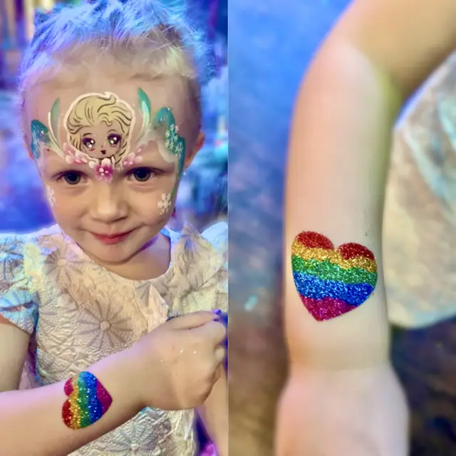 Glitter tattoos — portfolio example by Mika Face Painting