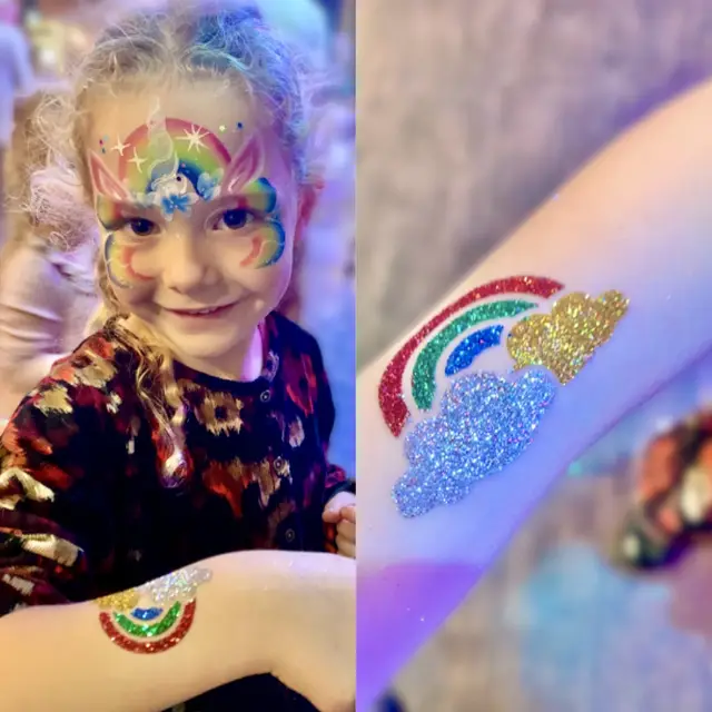 Glitter tattoos — portfolio example by Mika Face Painting