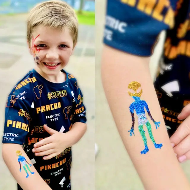 Glitter tattoos — portfolio example by Mika Face Painting