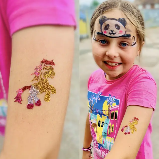 Glitter tattoos — portfolio example by Mika Face Painting