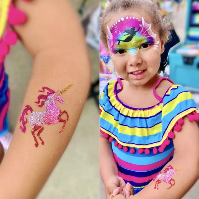 Glitter tattoos — portfolio example by Mika Face Painting