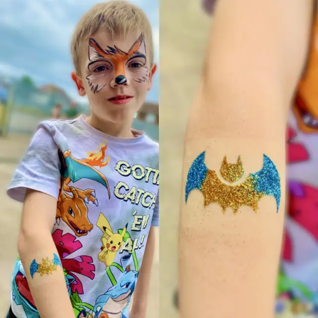 Glitter tattoos — portfolio example by Mika Face Painting